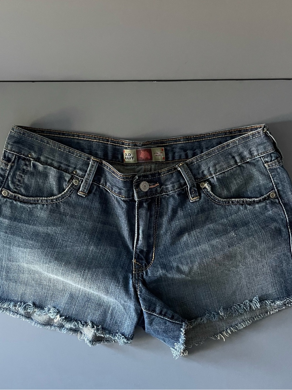Old Navy Ultra Low Waist Denim Short Cutoffs 12 Summer Relaxed Slouchy Tomboy